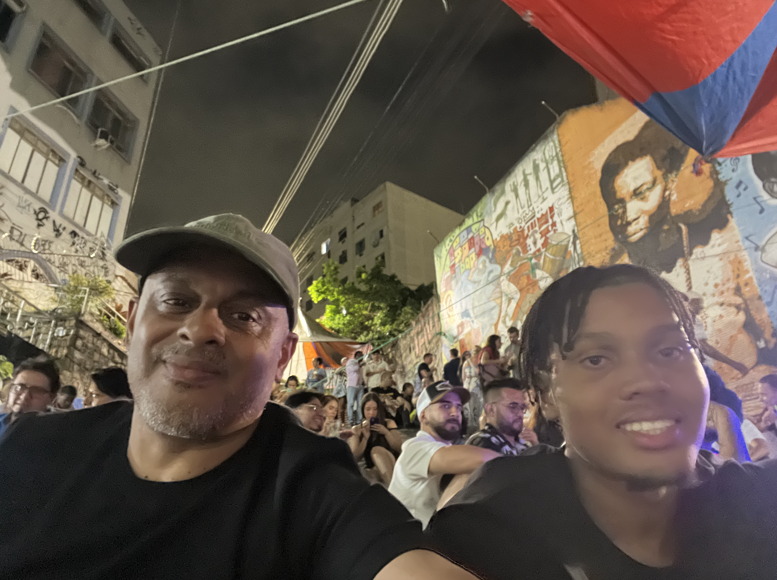 Greg Brown and his son at Pedra do Sal, Rio de Janeiro